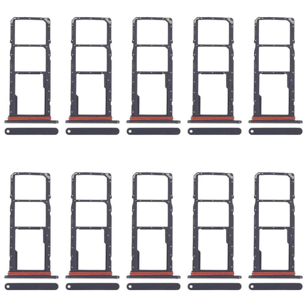 For Samsung Galaxy A07 4G SM-A075F Original 10pcs SIM Card Tray + SIM Card Tray + Micro SD Card Tray (Black)