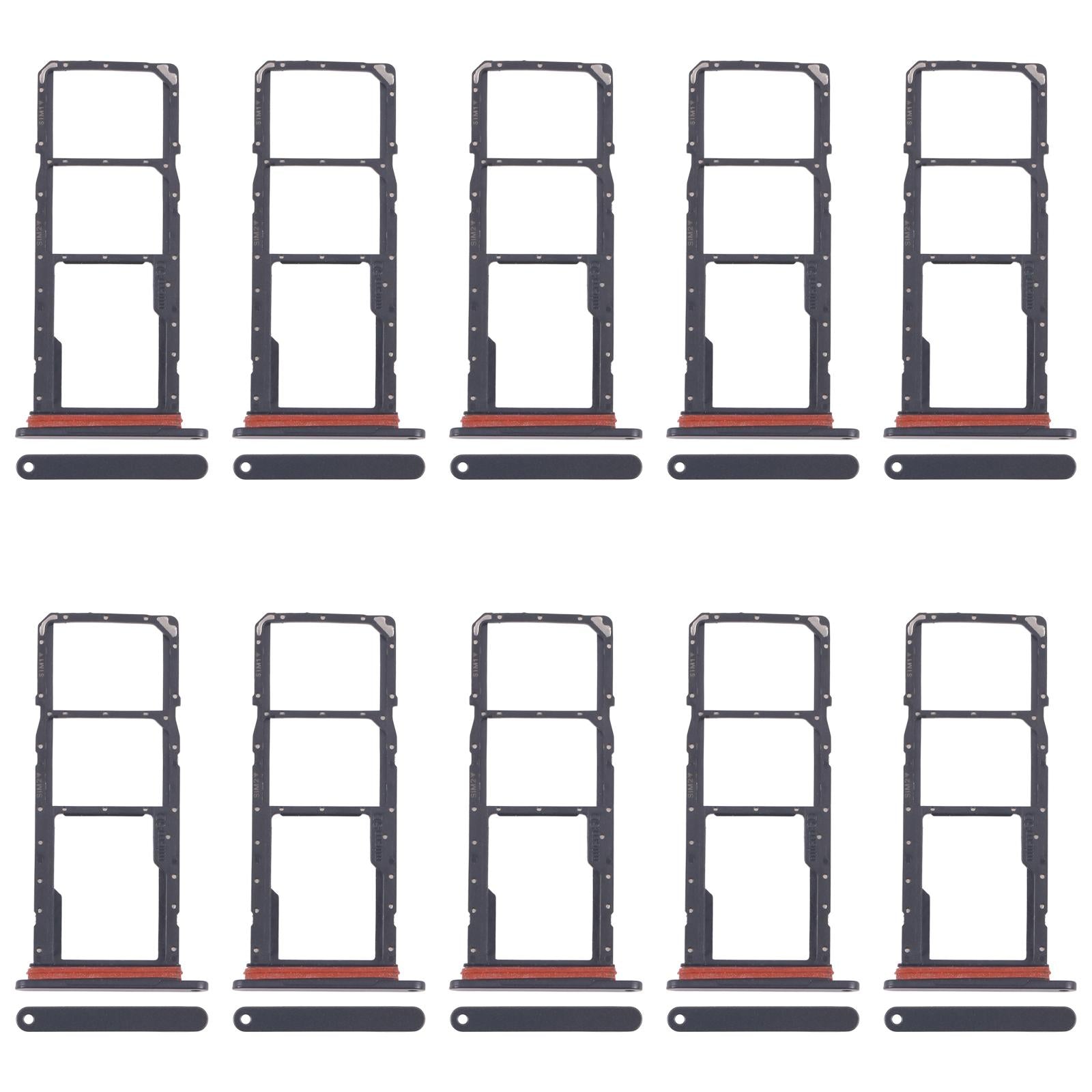 For Samsung Galaxy A07 4G SM-A075F Original 10pcs SIM Card Tray + SIM Card Tray + Micro SD Card Tray (Black)