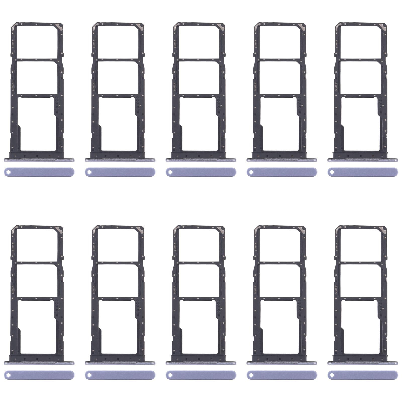 For Samsung Galaxy A07 4G SM-A075F Original 10pcs SIM Card Tray + SIM Card Tray + Micro SD Card Tray (Blue)