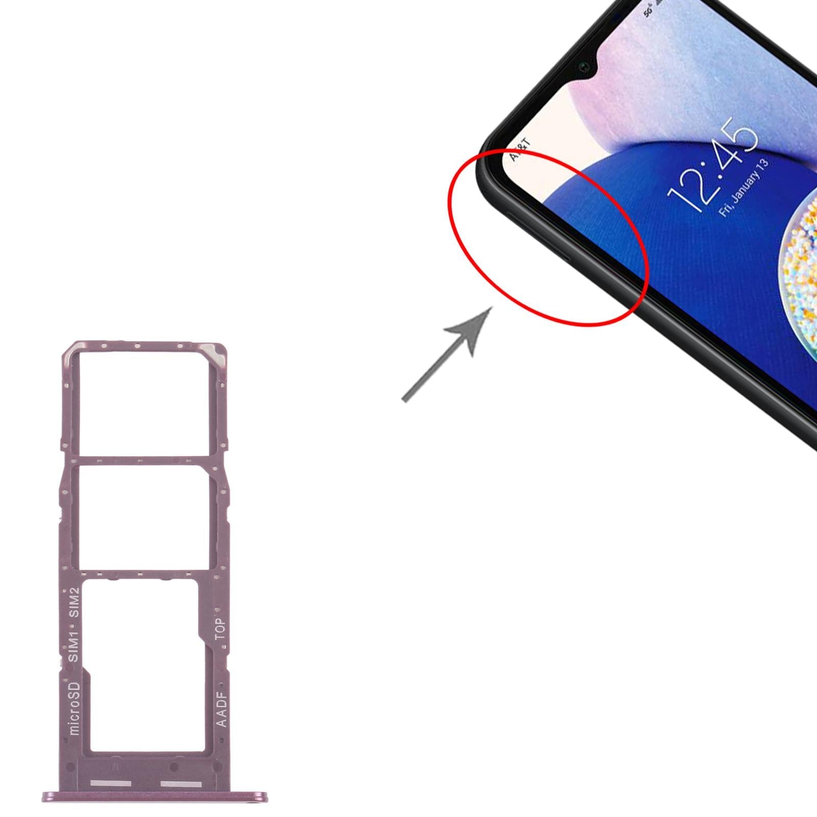 For Samsung Galaxy A14 5G SM-A146B 10pcs Original SIM Card Tray + SIM Card Tray + Micro SD Card Tray (Purple)