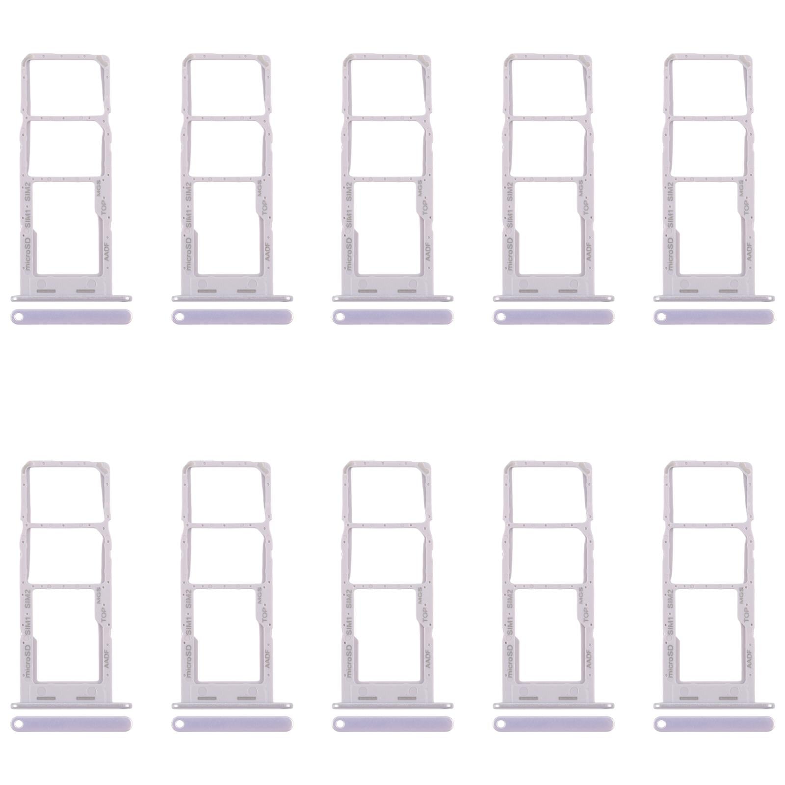 For Samsung Galaxy A14 5G SM-A146B 10pcs Original SIM Card Tray + SIM Card Tray + Micro SD Card Tray (Silver)