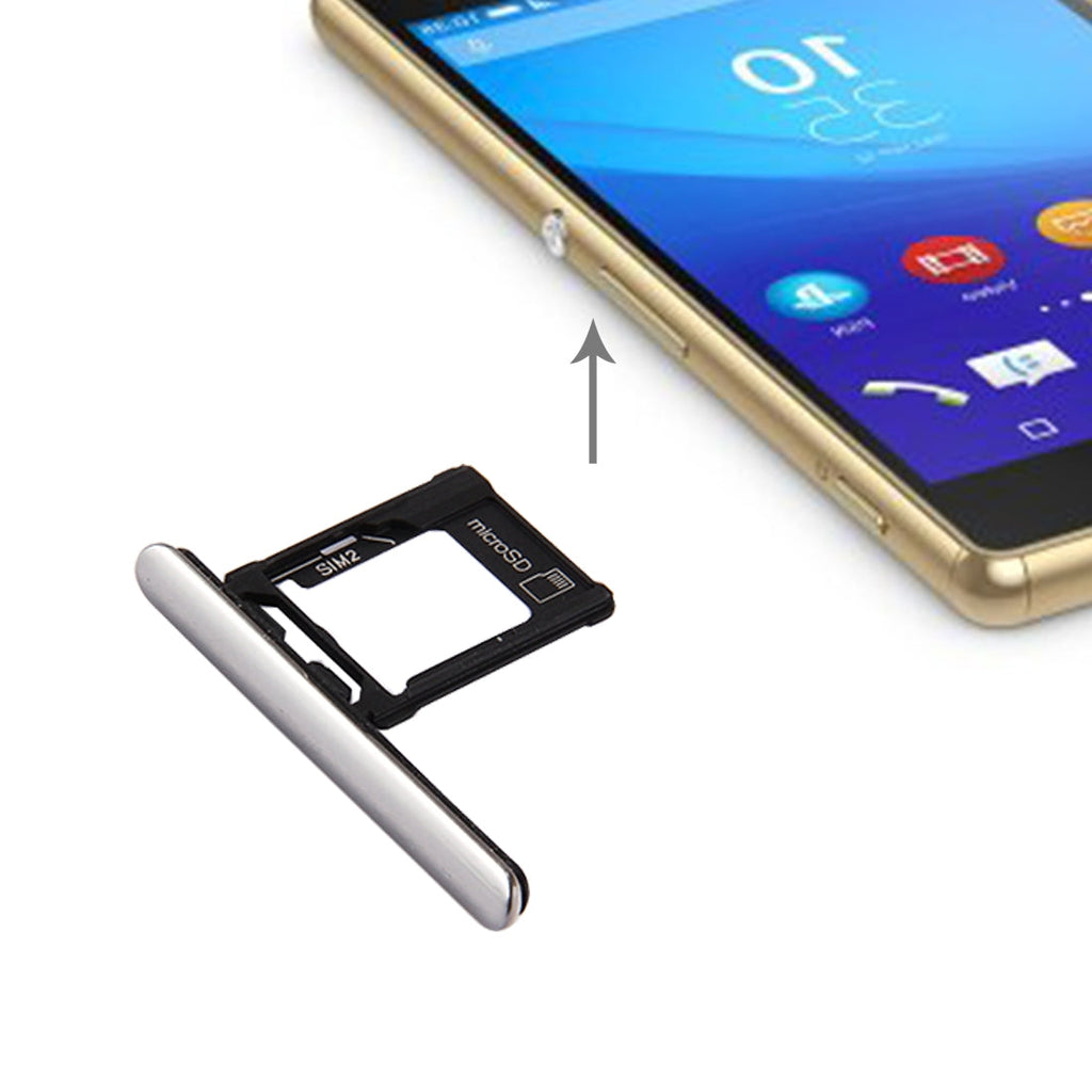 Micro SD / SIM Card Tray + Card Slot Port Dust Plug for Sony Xperia XZ Premium (Dual SIM Version)(Silver)
