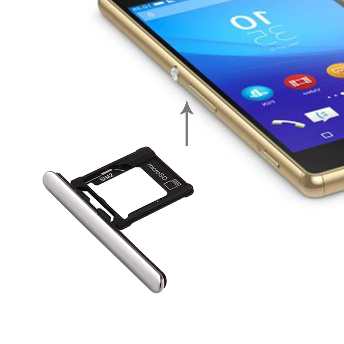 Micro SD / SIM Card Tray + Card Slot Port Dust Plug for Sony Xperia XZ Premium (Dual SIM Version)(Silver)