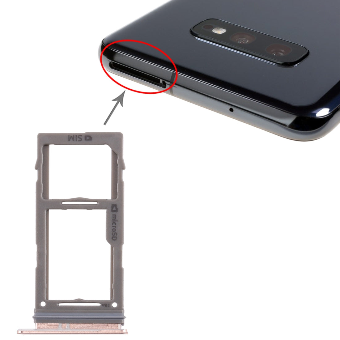 For Samsung Galaxy S10+ / S10 / S10e SIM Card Tray + Micro SD Card Tray (Rose Gold)