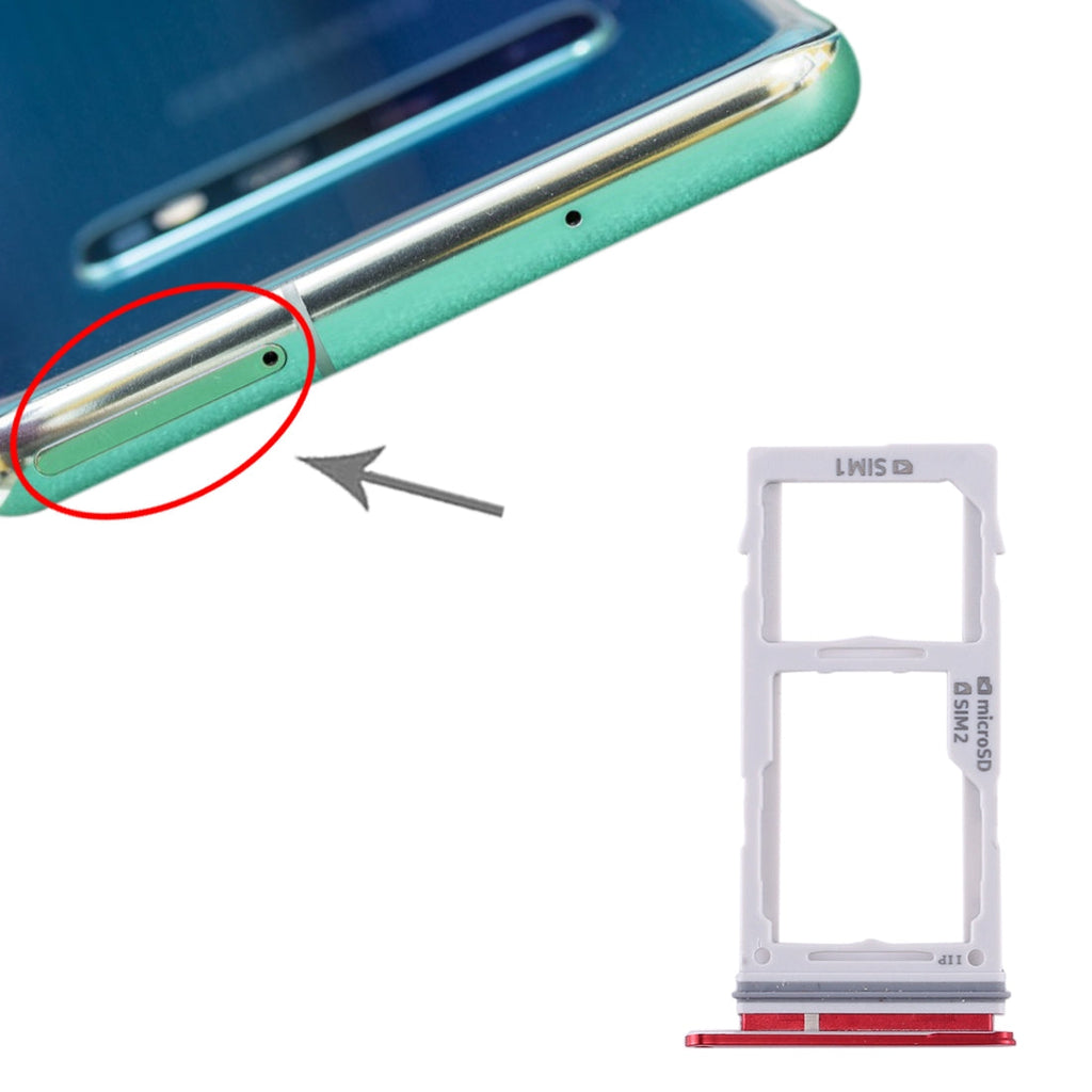 For Samsung Galaxy S10+ / S10 / S10e SIM Card Tray + Micro SD Card Tray (Red)