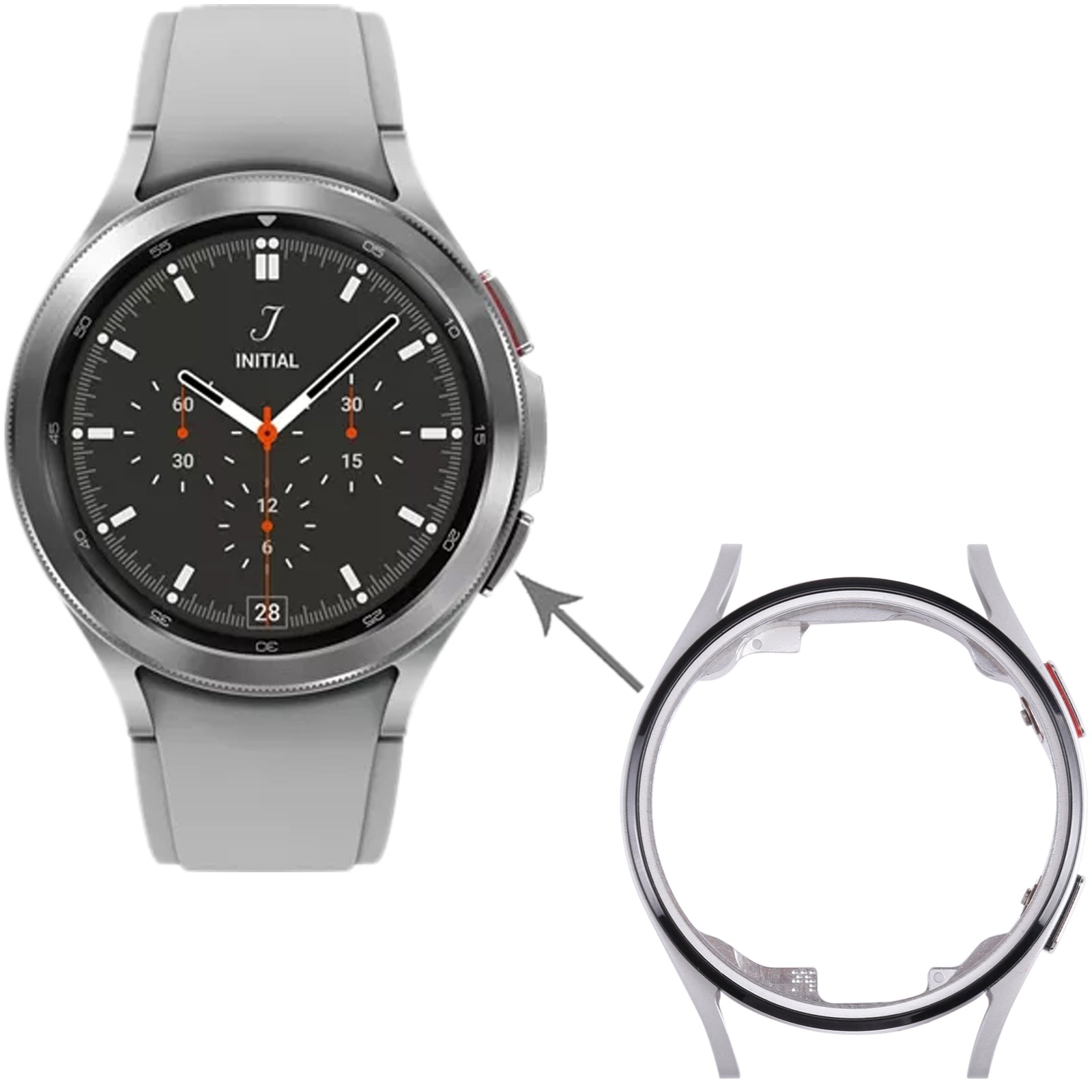 Original LCD Screen Frame Bezel Plate For Samsung Galaxy Watch4 40mm SM-R860 R865(Silver)