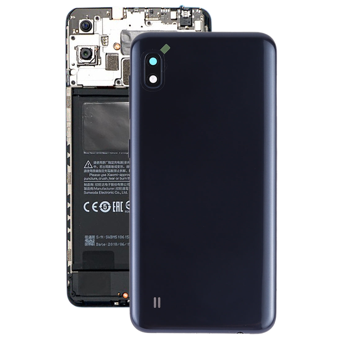 For Galaxy A10 SM-A105F/DS, SM-A105G/DS Battery Back Cover with Camera Lens Frame & Side Keys (Black)
