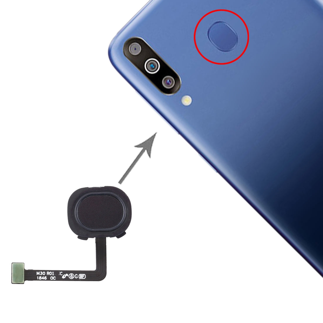 For Galaxy M30 Fingerprint Sensor Flex Cable(Black)