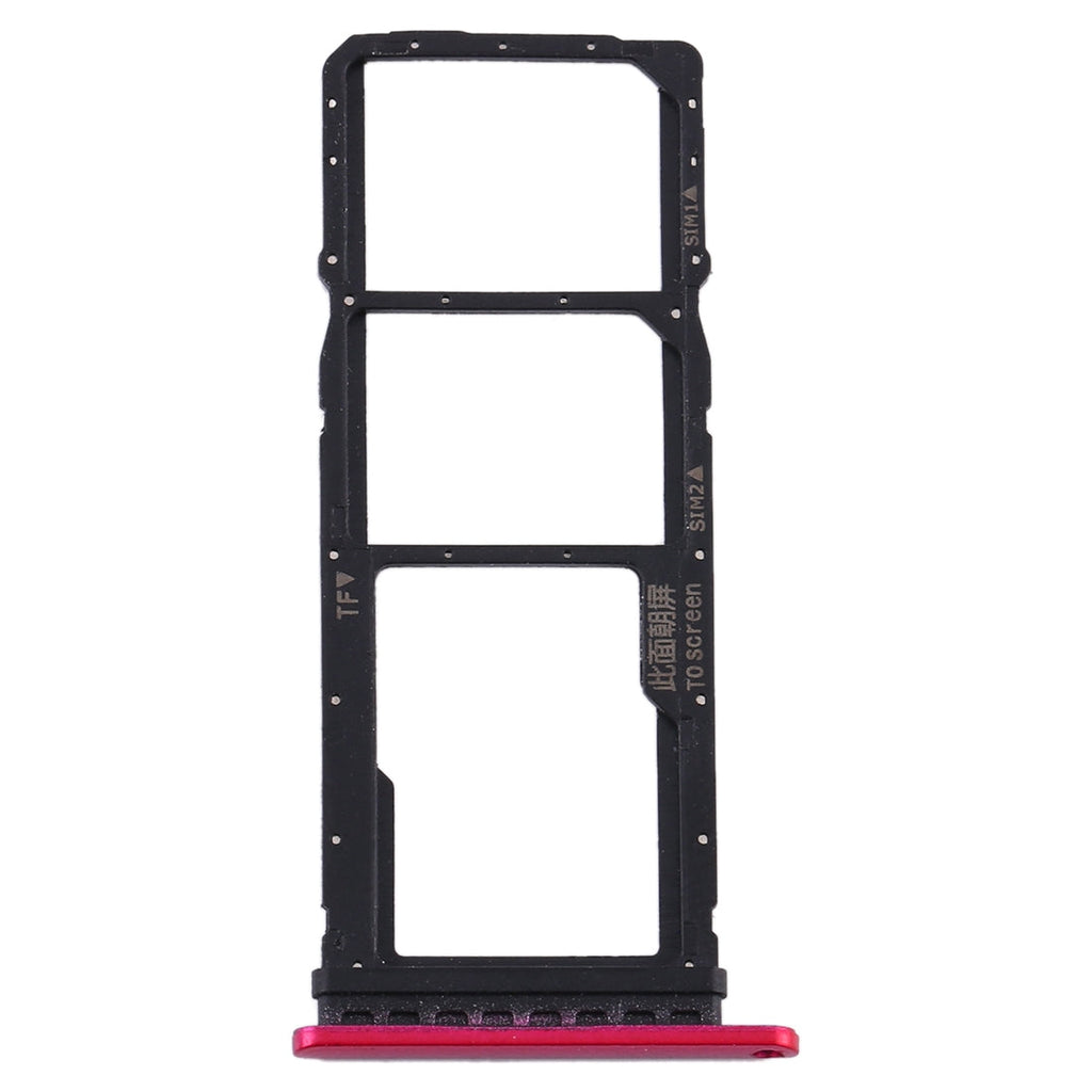 SIM Card Tray + SIM Card Tray + Micro SD Card Tray for Huawei Y7p (Rose Red)