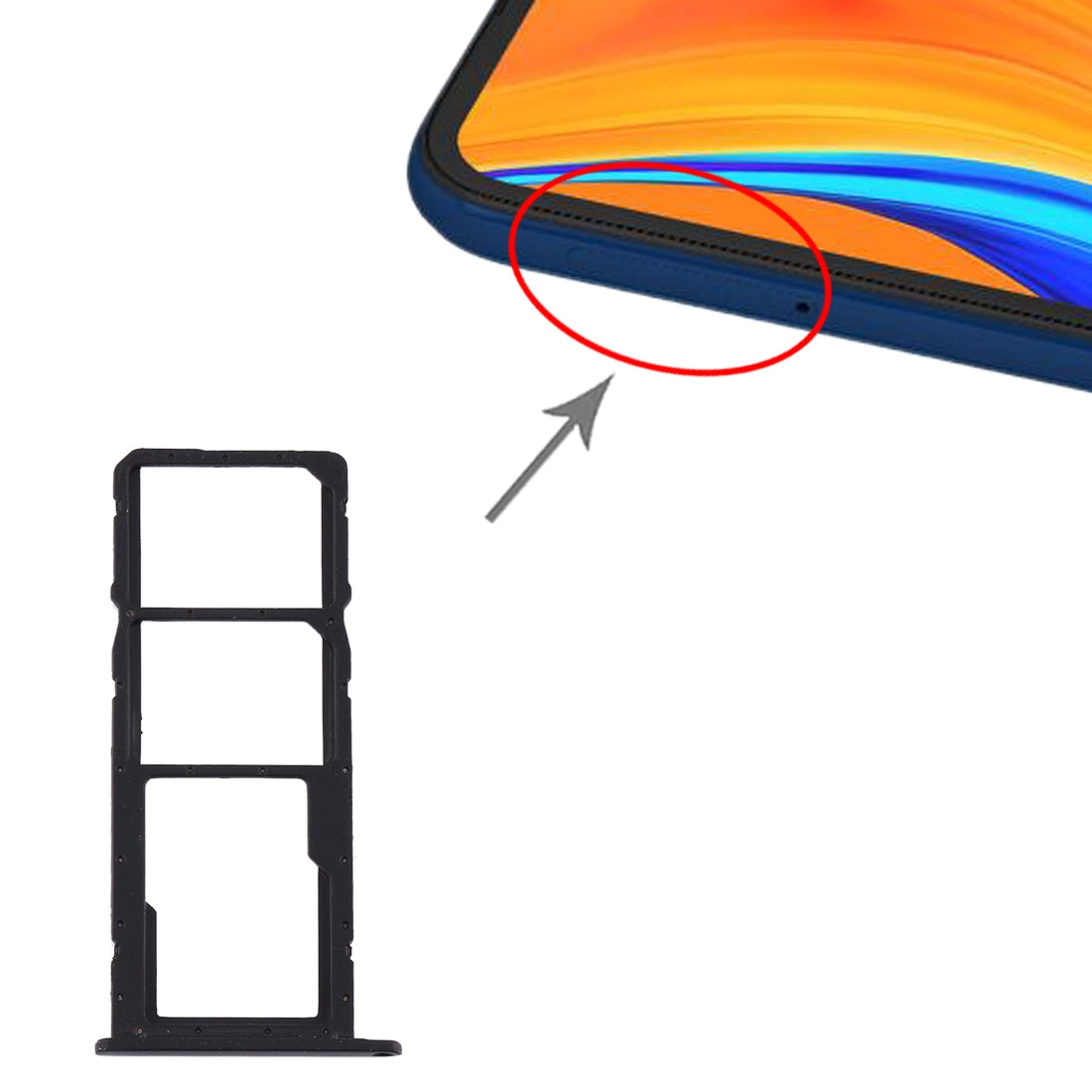 SIM Card Tray + SIM Card Tray + Micro SD Card Tray for Huawei Y6s (2019) (Black)