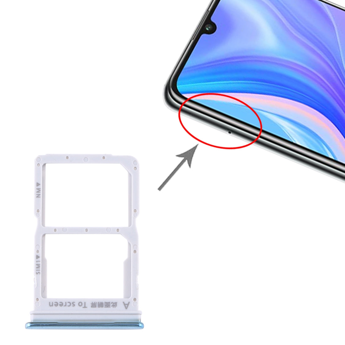 SIM Card Tray + NM Card Tray for Huawei Y8p (Twilight)
