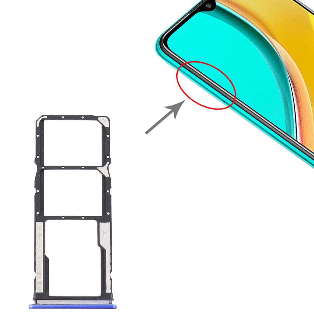 SIM Card Tray + SIM Card Tray + Micro SD Card Tray for Xiaomi Redmi 9/Poco C31(Blue)