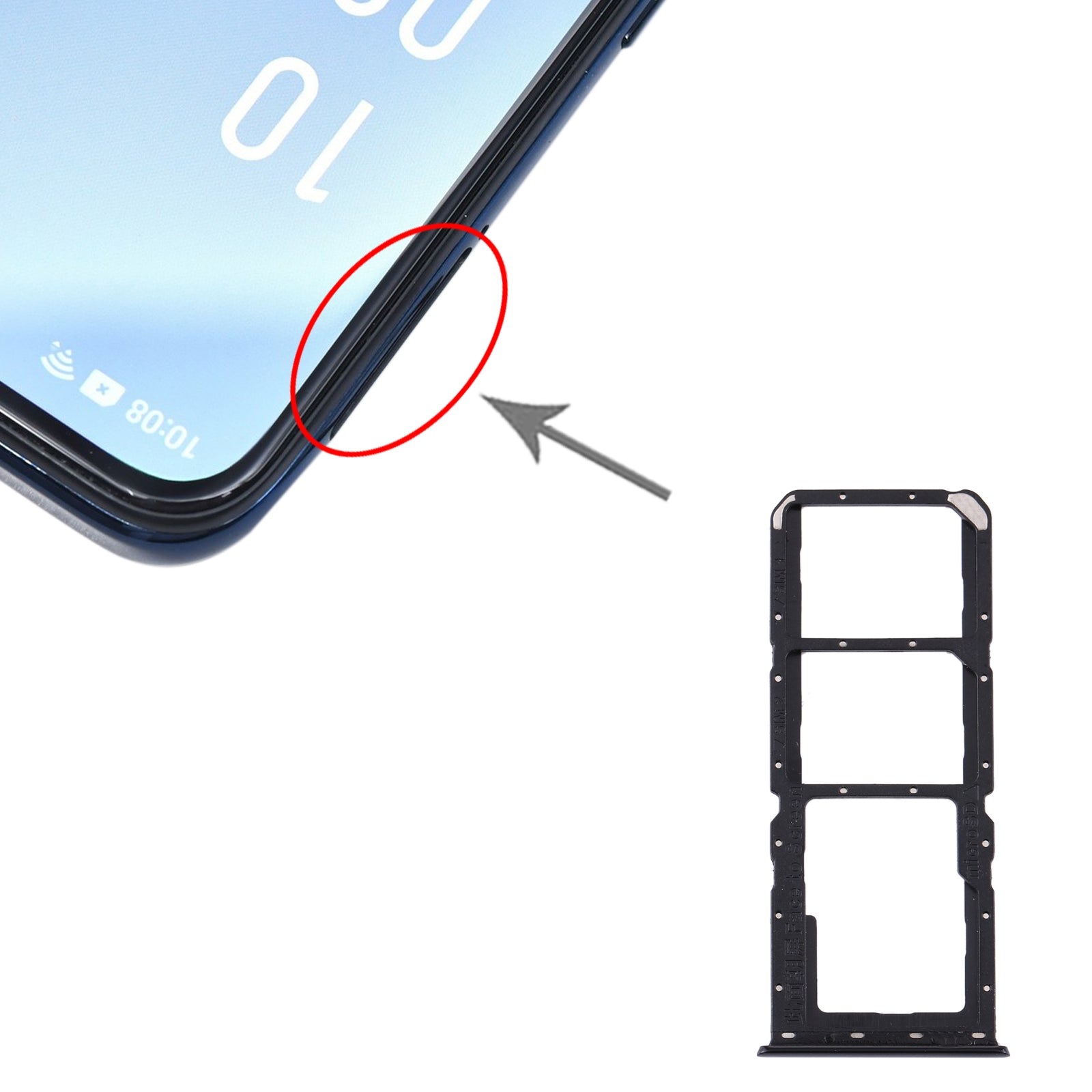 For OPPO A91/F15/Reno3 4G/Reno3 Youth CPH2001 CPH2021 PCPM00 SIM Card Tray + SIM Card Tray + Micro SD Card Tray(Black)