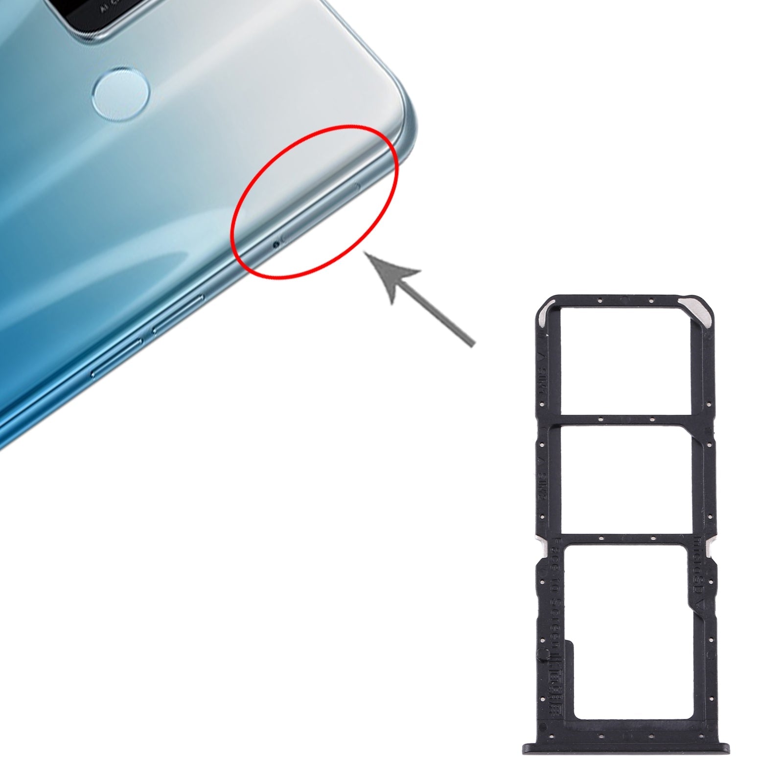 For OPPO A32 / A53 4G / A33 2020 / A53s / A11s PDVM00  SIM Card Tray + SIM Card Tray + Micro SD Card Tray(Black)