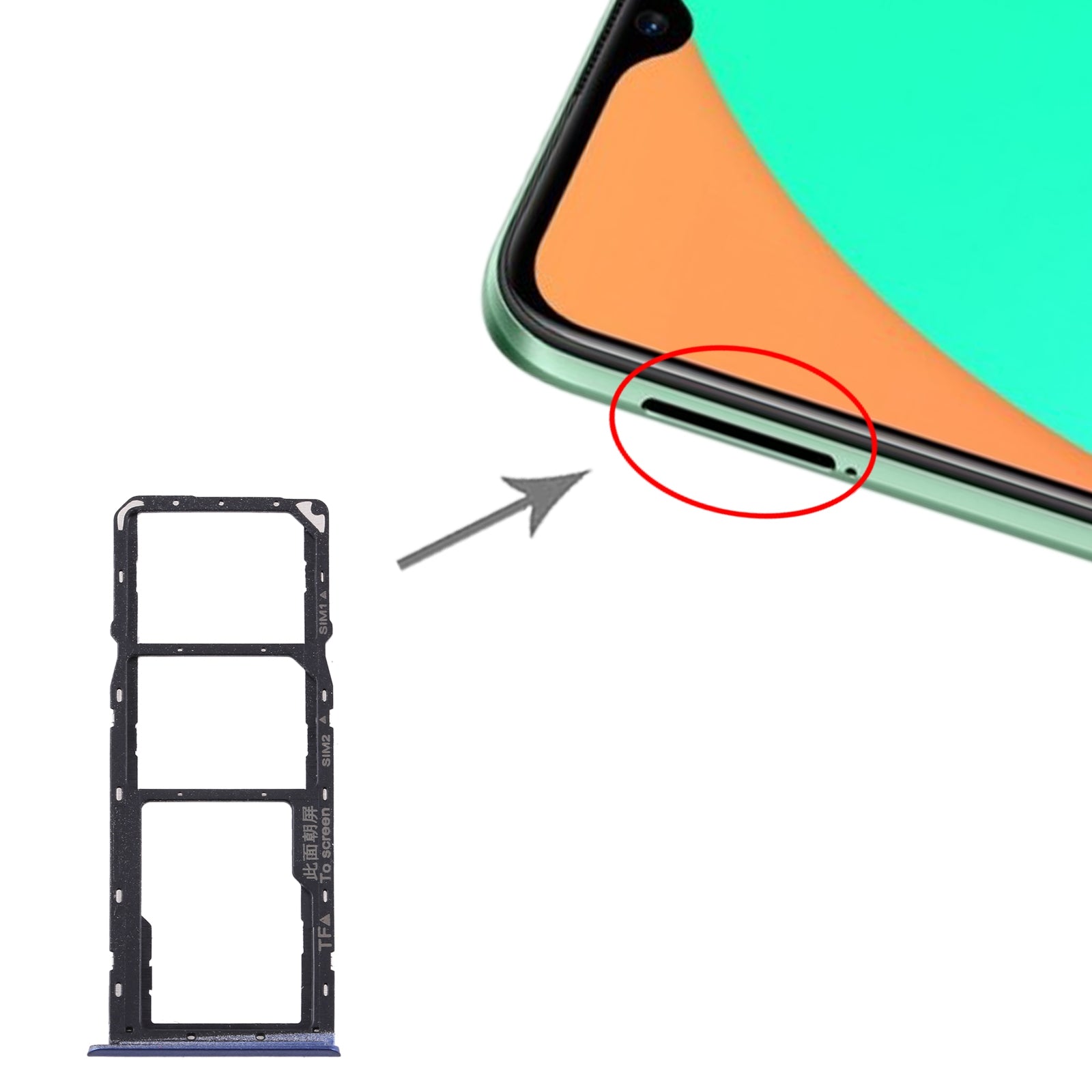 For OPPO Realme C11 RMX2185  SIM Card Tray + SIM Card Tray + Micro SD Card Tray (Blue)