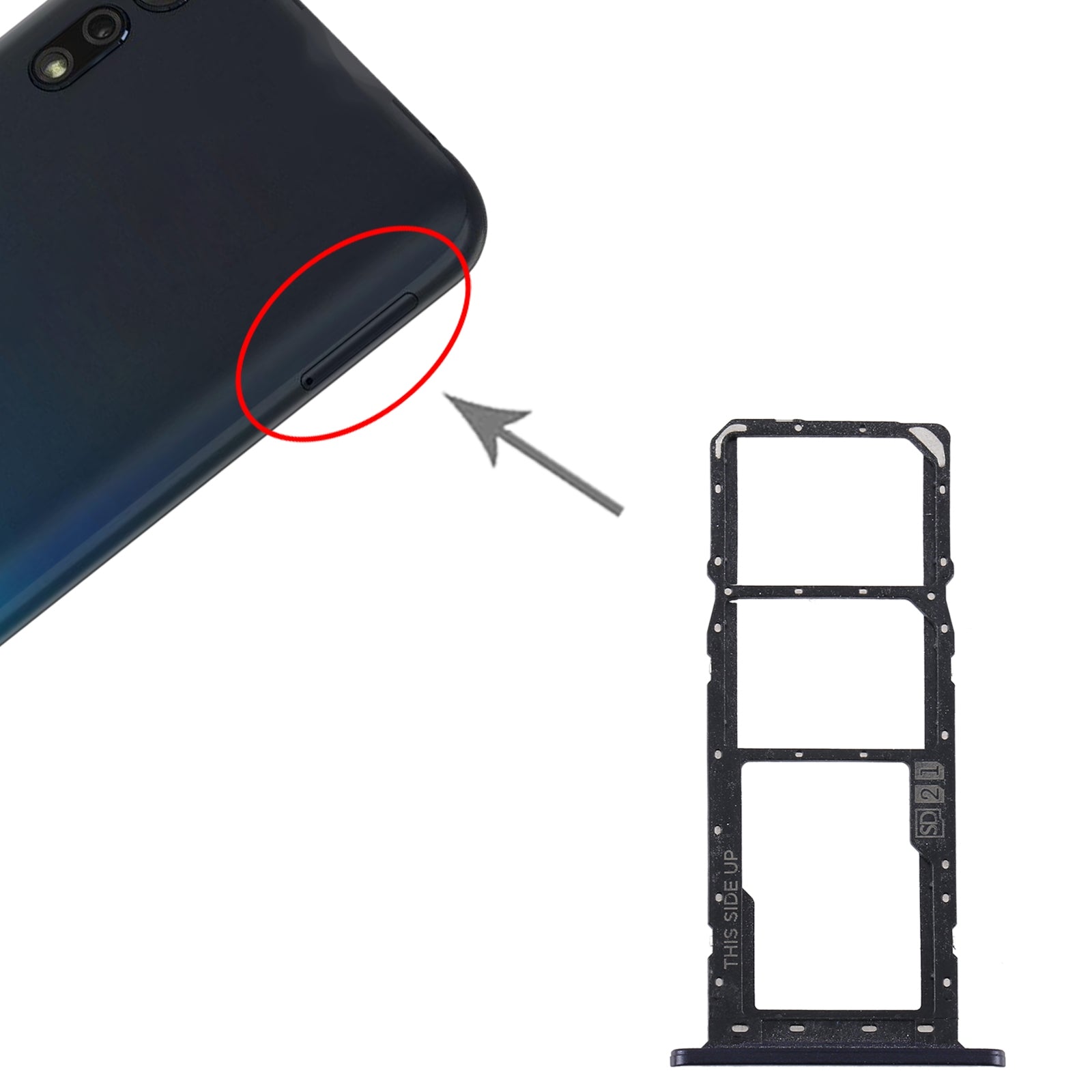 SIM Card Tray + SIM Card Tray + Micro SD Card Tray for Motorola Moto E6 Plus/Moto E6s (2020)/AGA0004/PAGA0004IN/PAGA0033IN/PAGA0033 (Black)