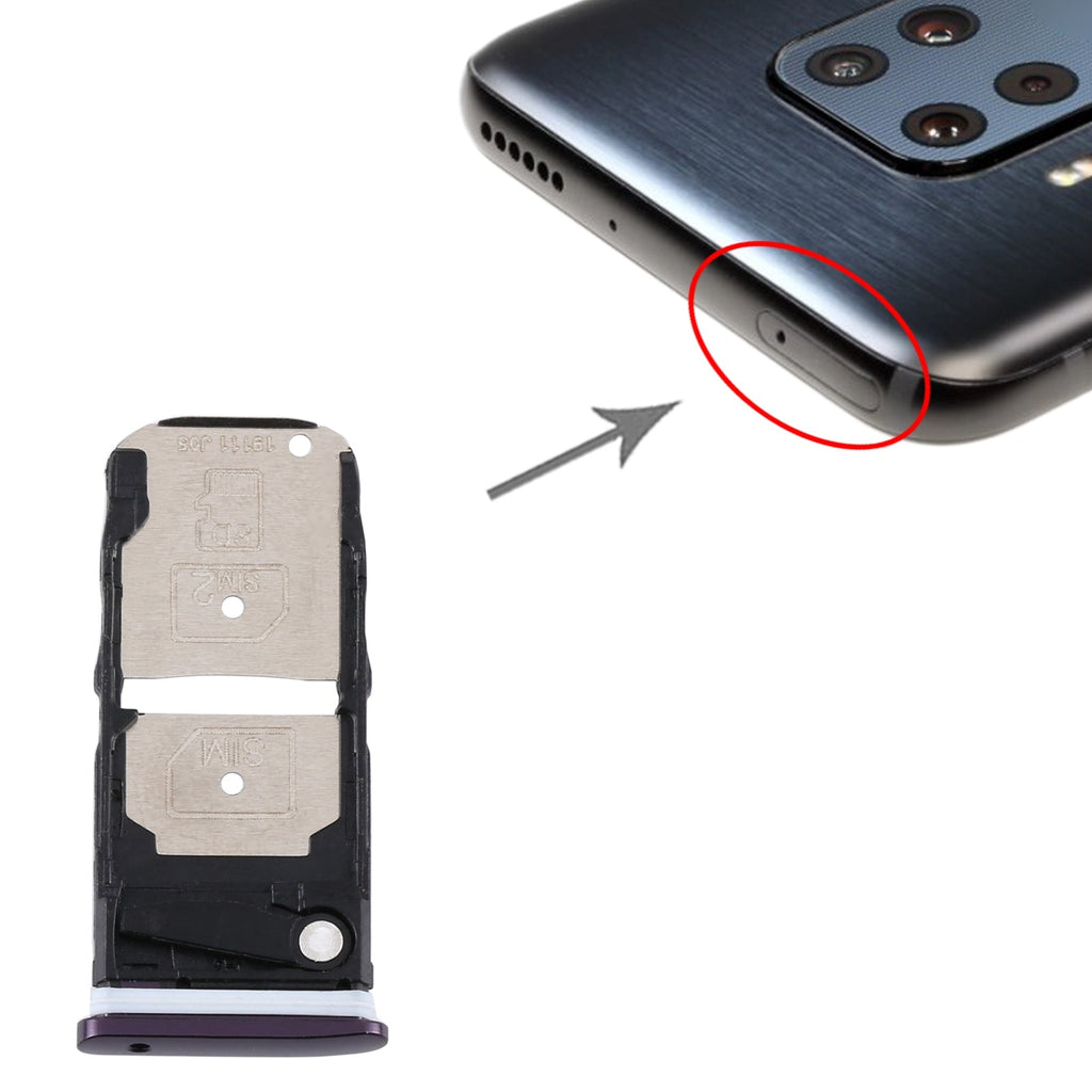 SIM Card Tray + SIM Card Tray / Micro SD Card Tray for Motorola One Zoom (Purple)