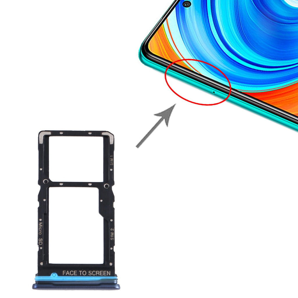 SIM Card Tray + SIM Card Tray / Micro SD Card Tray for Xiaomi Redmi Note 9 Pro 5G M2007J17C (Grey)