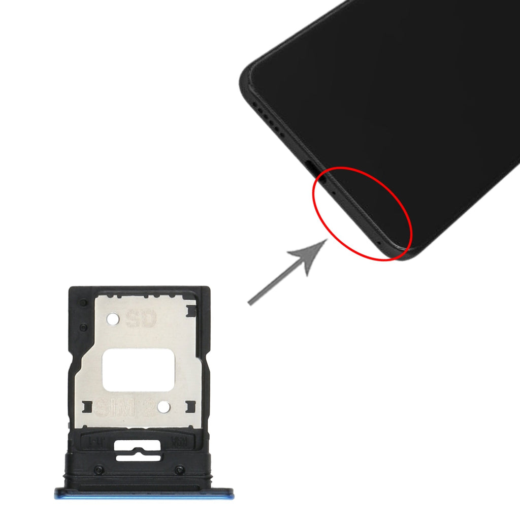 SIM Card Tray + SIM Card Tray / Micro SD Card Tray for Xiaomi Mi 11 Lite/11 Lite 5G NE M2101K9AG(Blue)