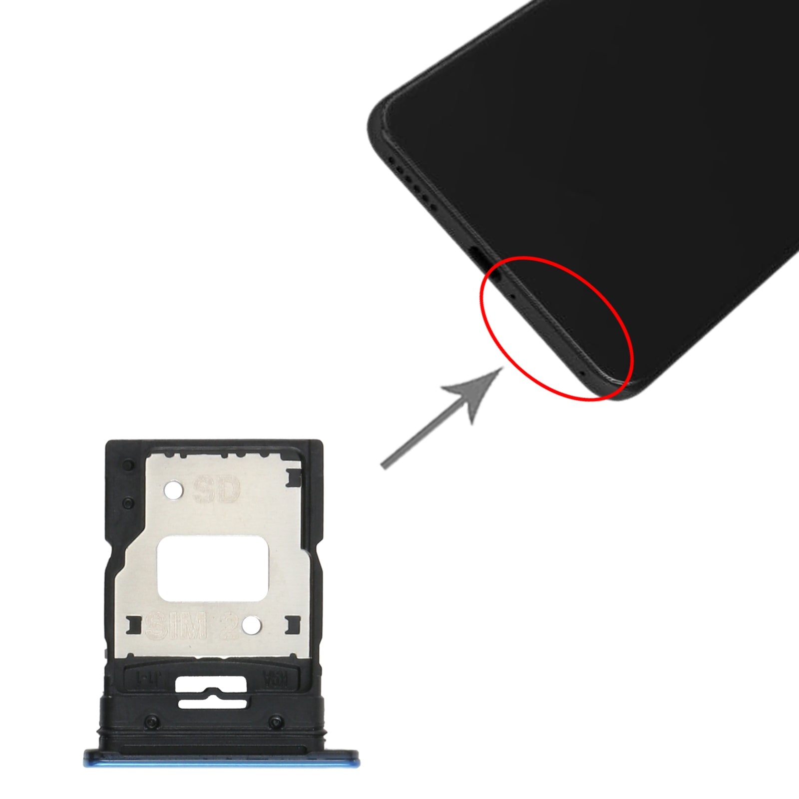 SIM Card Tray + SIM Card Tray / Micro SD Card Tray for Xiaomi Mi 11 Lite/11 Lite 5G NE M2101K9AG(Blue)