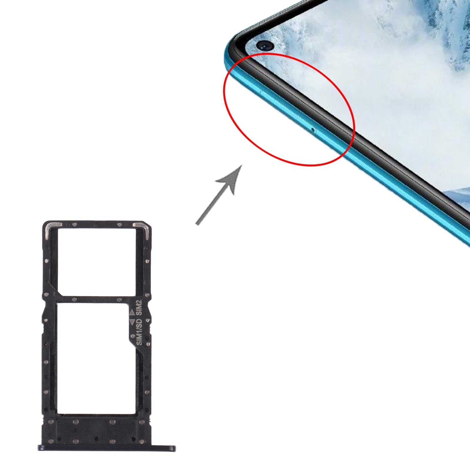 SIM Card Tray + SIM Card Tray / Micro SD Card Tray for Huawei Maimang 9 (Black)
