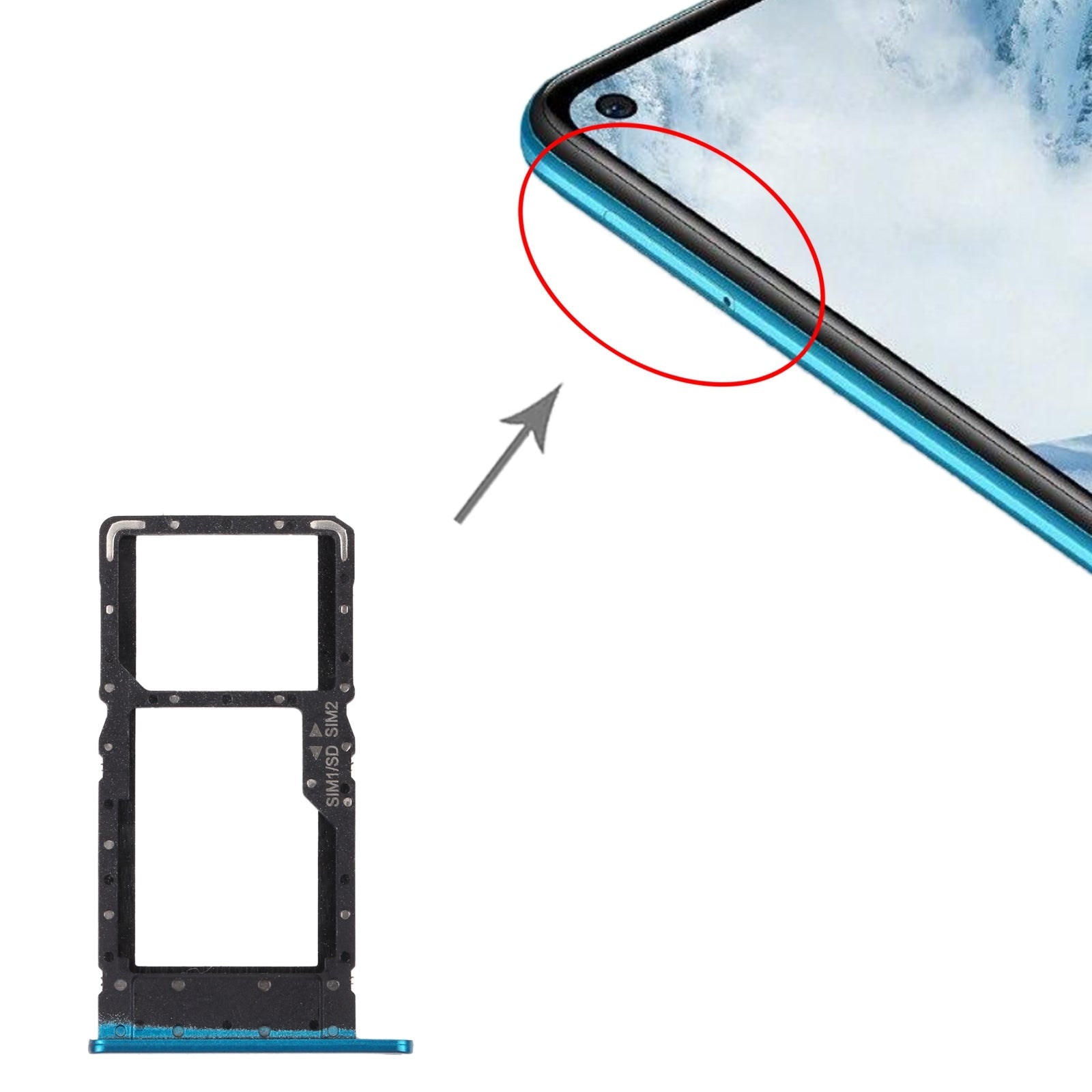 SIM Card Tray + SIM Card Tray / Micro SD Card Tray for Huawei Maimang 9 (Blue)