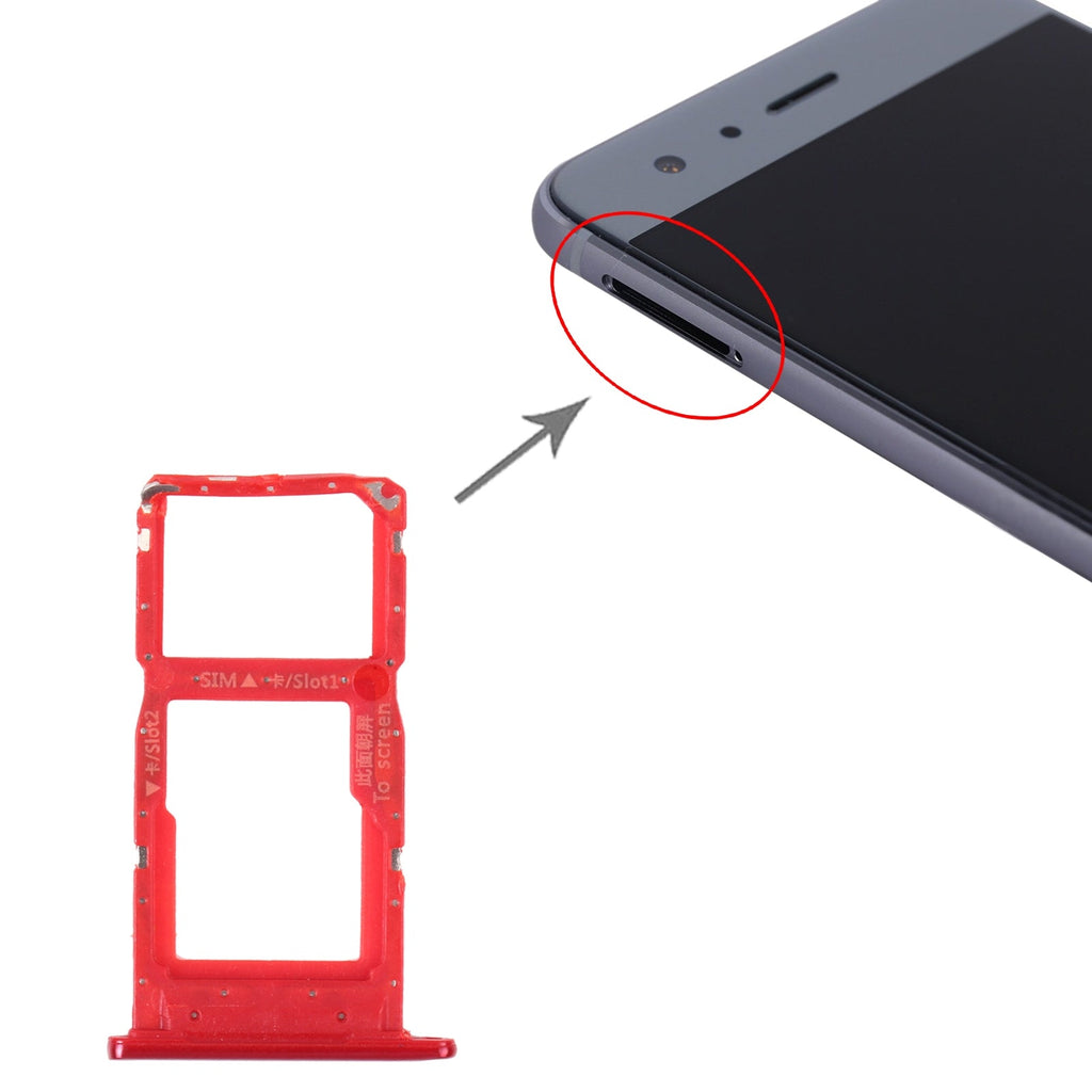 SIM Card Tray + SIM Card Tray / Micro SD Card Tray for Honor 9S (Red)
