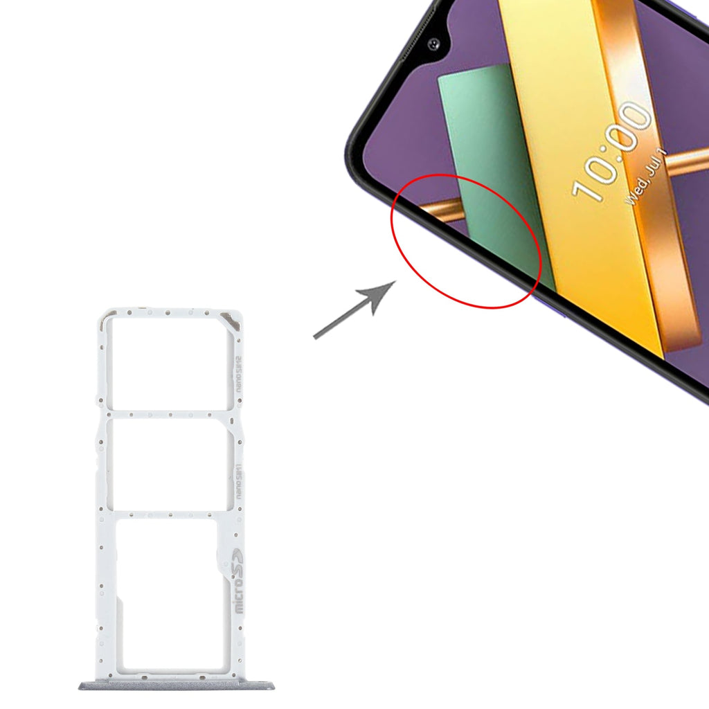 SIM Card Tray + SIM Card Tray + Micro SD Card Tray for LG K22 LMK200Z LMK200E LMK200B LM-K200 (Black)