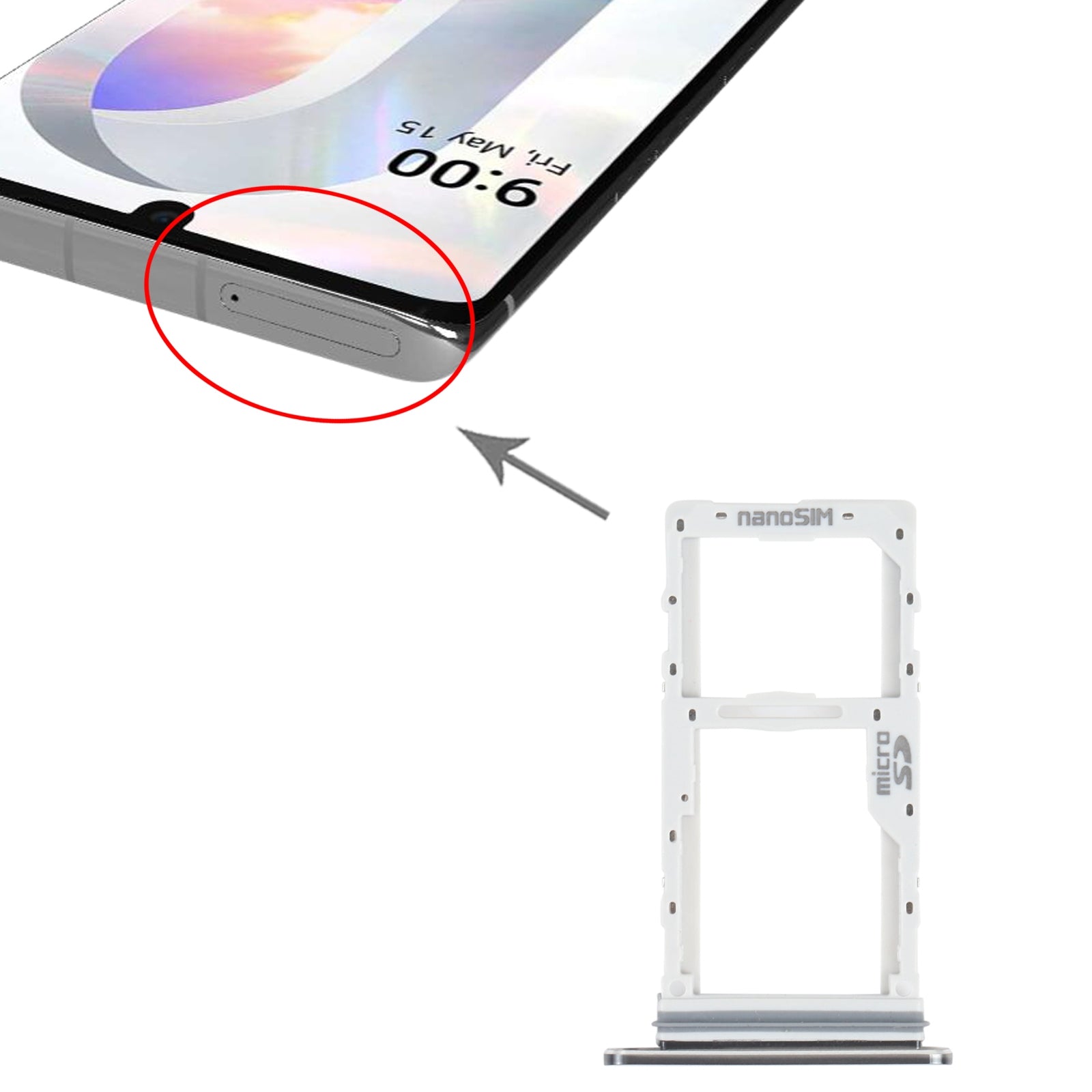 SIM Card Tray + SIM Card Tray / Micro SD Card Tray for LG Velvet 5G LM-G900N LM-G900EM LM-G900 LM-G900TM (Black)