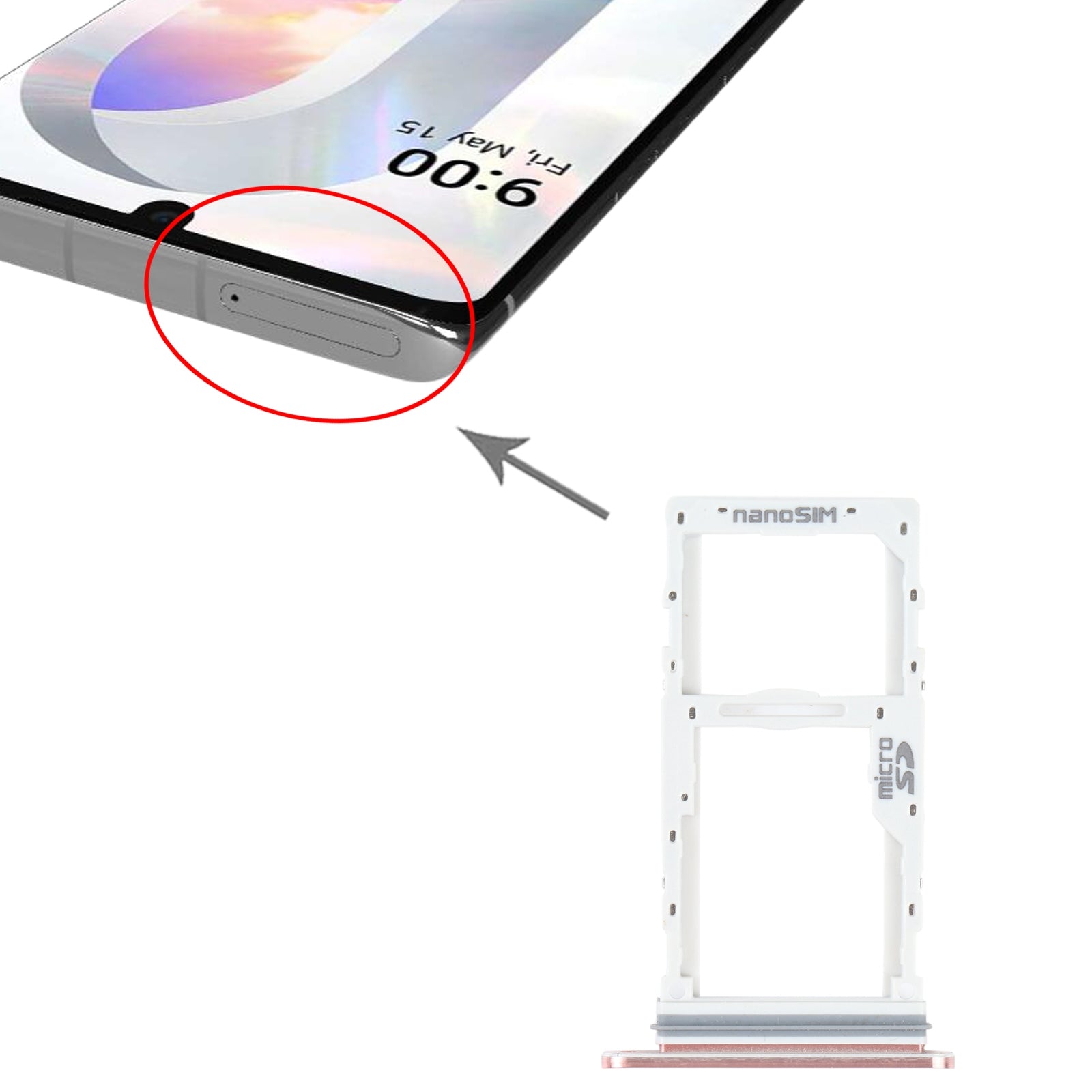 SIM Card Tray + SIM Card Tray / Micro SD Card Tray for LG Velvet 5G LM-G900N LM-G900EM LM-G900 LM-G900TM (Pink)