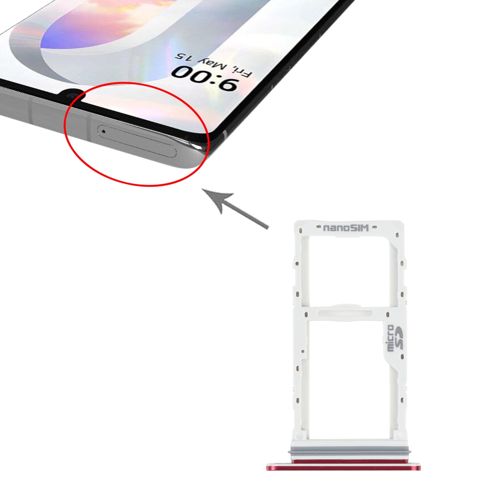 SIM Card Tray + SIM Card Tray / Micro SD Card Tray for LG Velvet 5G LM-G900N LM-G900EM LM-G900 LM-G900TM (Red)