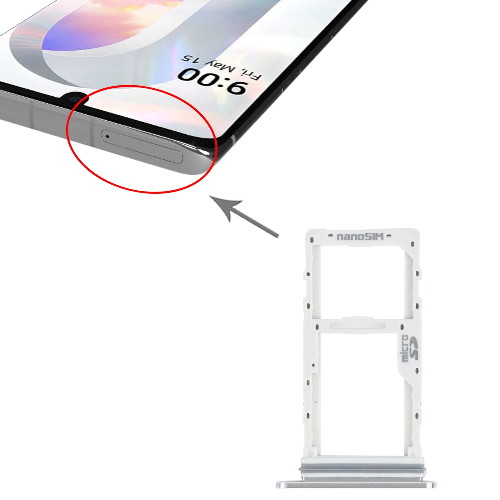 SIM Card Tray + SIM Card Tray / Micro SD Card Tray for LG Velvet 5G LM-G900N LM-G900EM LM-G900 LM-G900TM (Silver)