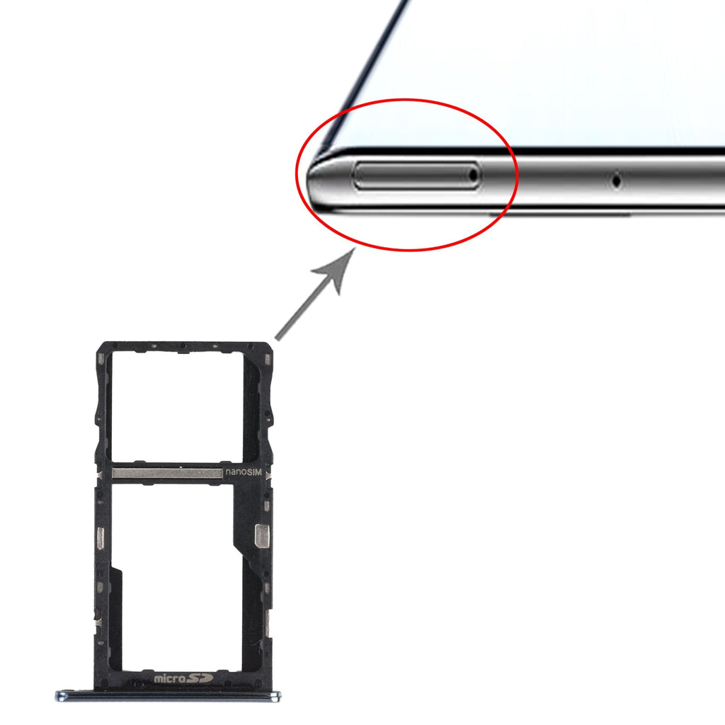 SIM Card Tray + Micro SD Card Tray for LG K92 5G LMK920 LM-K920 (Black)