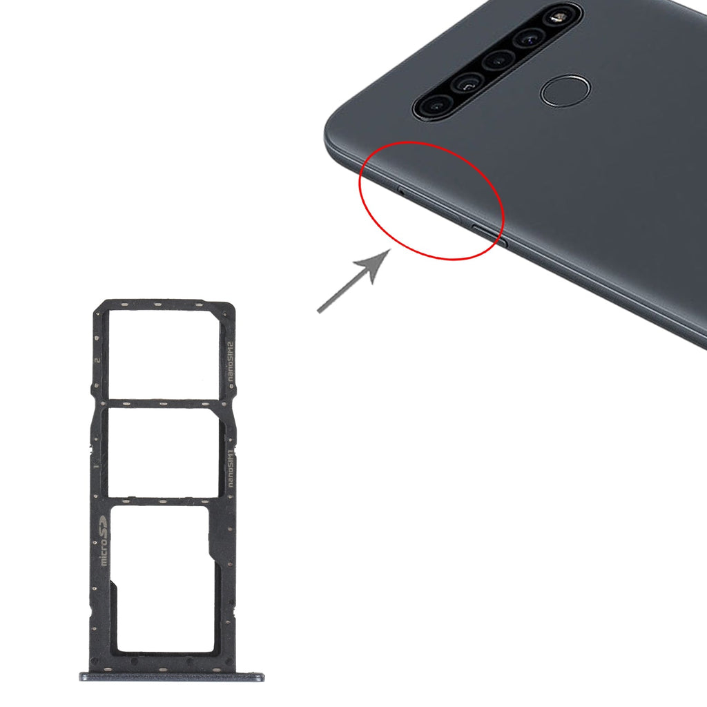 SIM Card Tray + SIM Card Tray + Micro SD Card Tray for LG K41S LMK410EMW LM-K410EMW LM-K410 (Black)