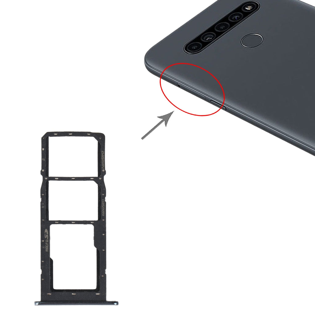 SIM Card Tray + SIM Card Tray + Micro SD Card Tray for LG K41S LMK410EMW LM-K410EMW LM-K410 (Silver)