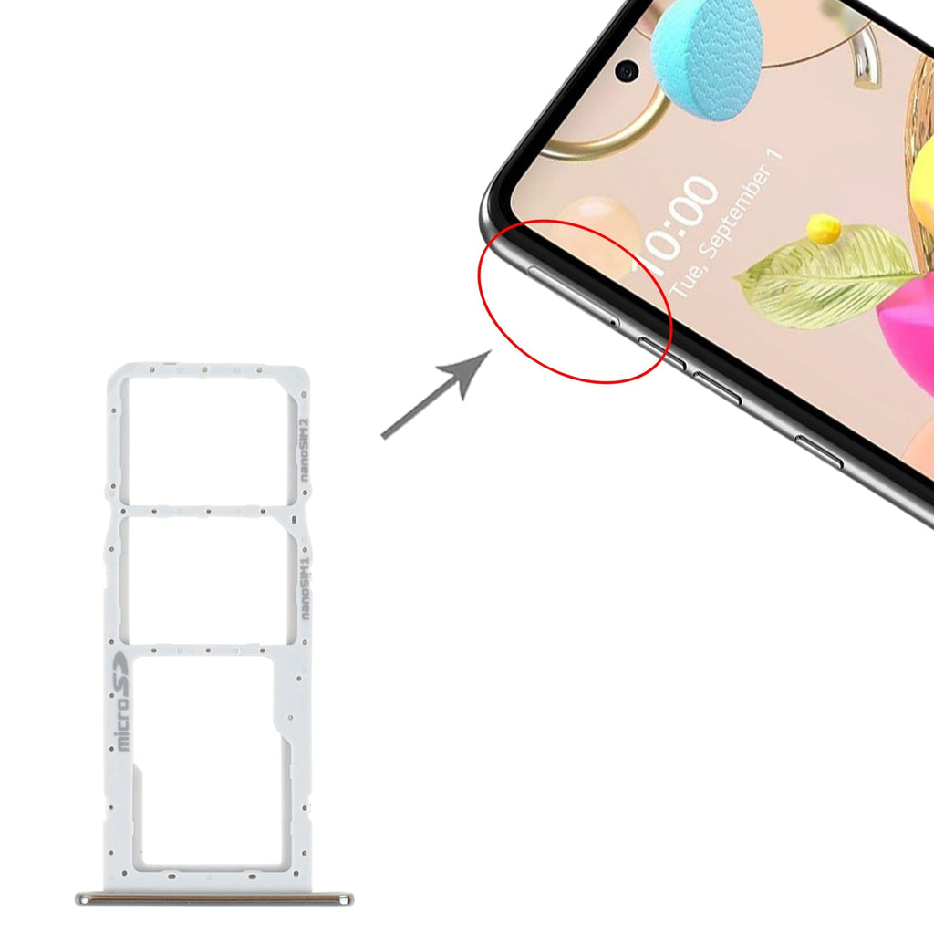 SIM Card Tray + SIM Card Tray + Micro SD Card Tray for LG K42 / K52 (Brazil) LMK420 LMK420H LMK420E LMK420Y(Silver)