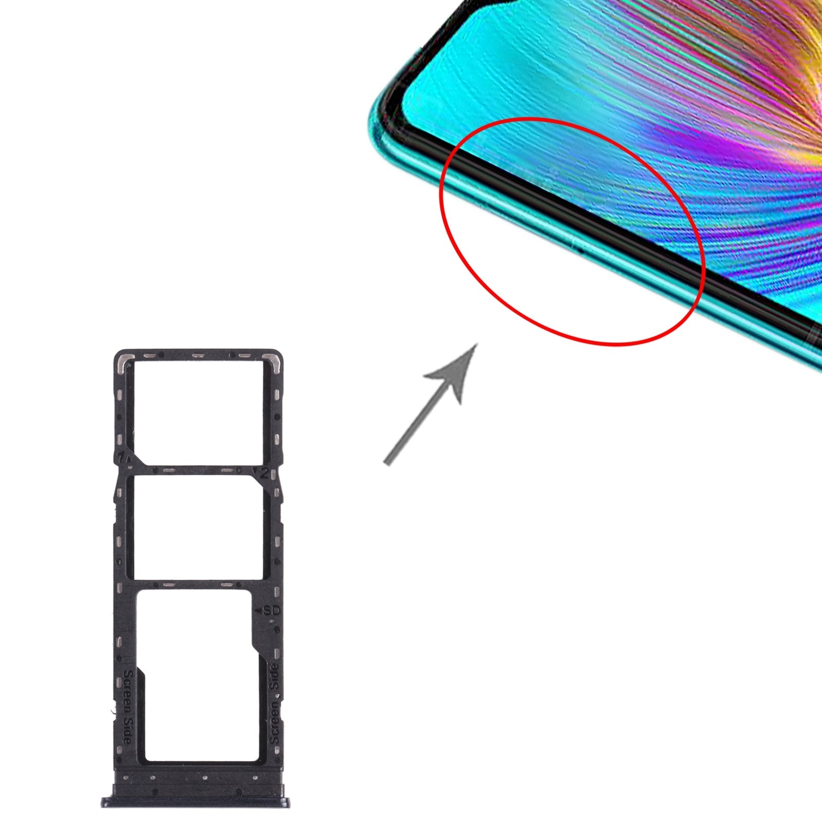 For infinix Hot 9 Play X680 C680B X680C SIM Card Tray + SIM Card Tray + Micro SD Card Tray (Black)