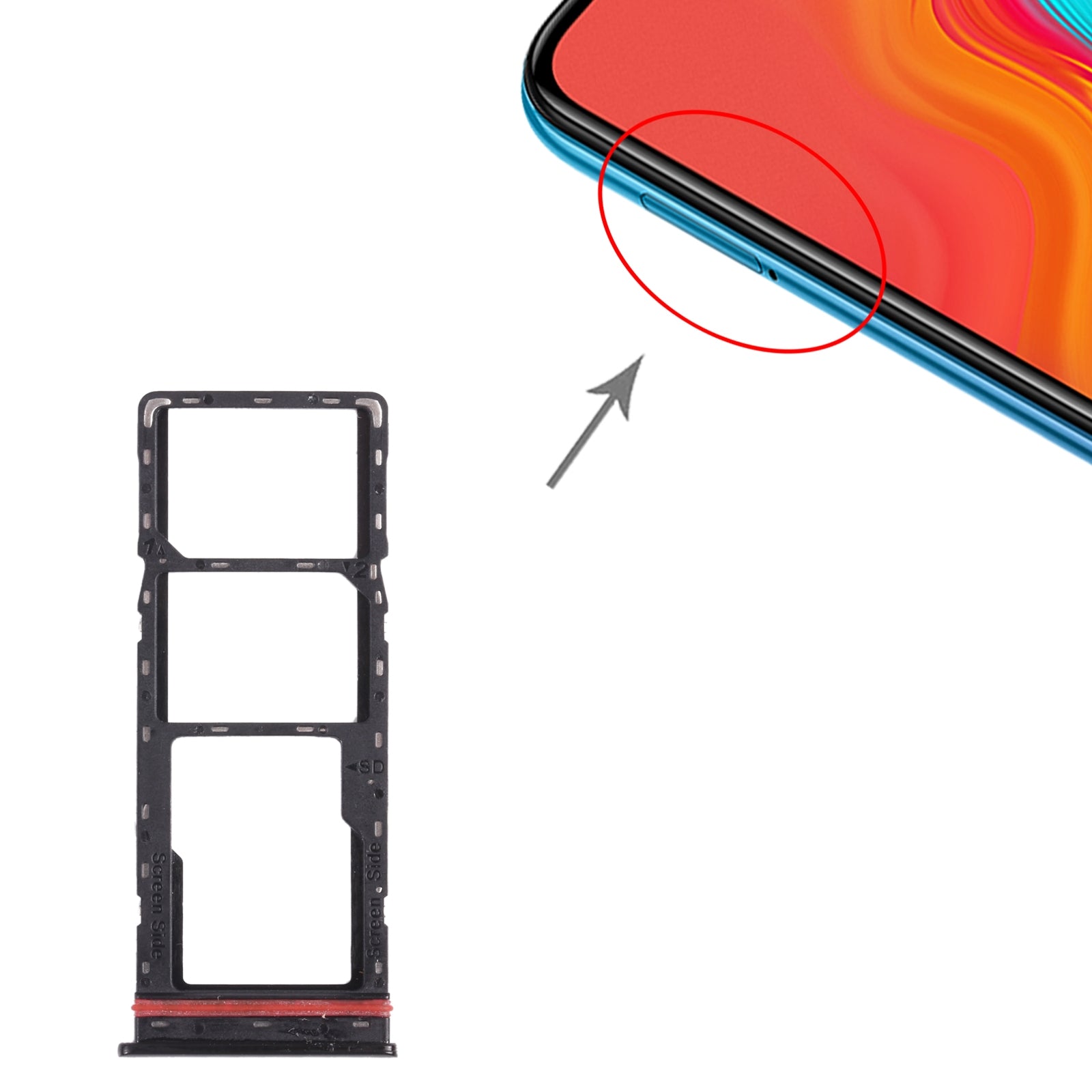 For infinix Hot 8 Lite X650 SIM Card Tray + SIM Card Tray + Micro SD Card Tray (Black)