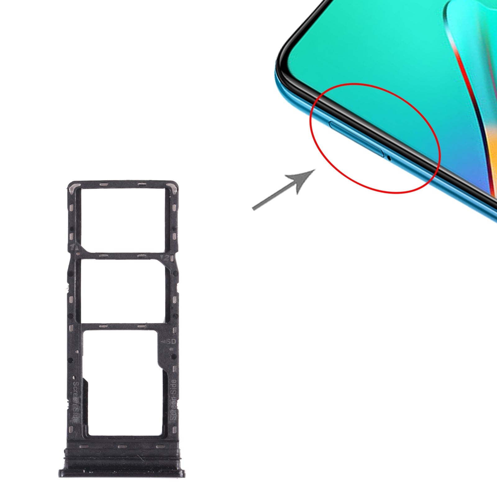 For infinix Smart 5 X657 X657C SIM Card Tray + SIM Card Tray + Micro SD Card Tray (Black)