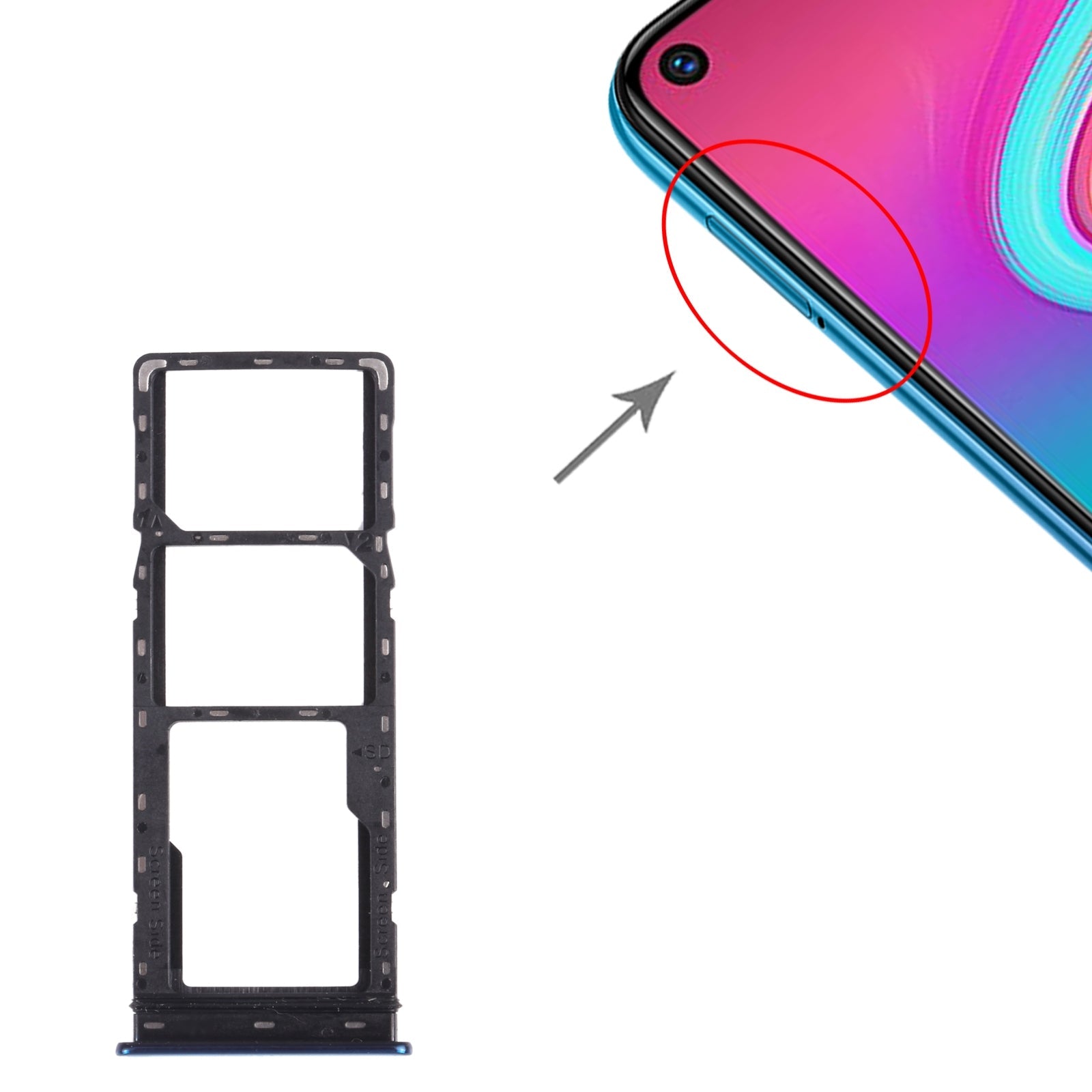 For infinix S5 X652 SIM Card Tray + SIM Card Tray + Micro SD Card Tray (Blue)