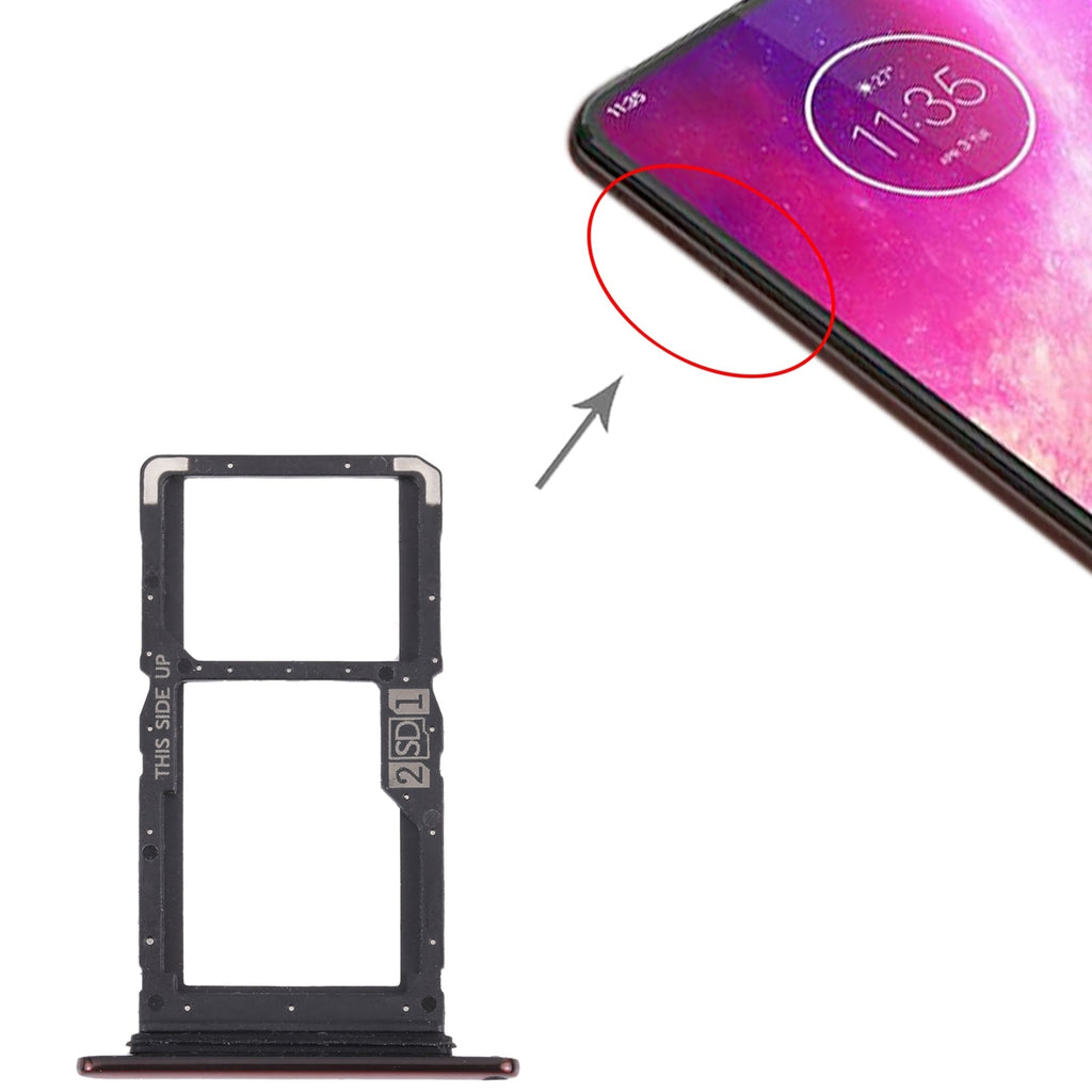 SIM Card Tray + SIM Card Tray / Micro SD Card Tray for Motorola One Hyper XT2027 XT2027-1 (Red)