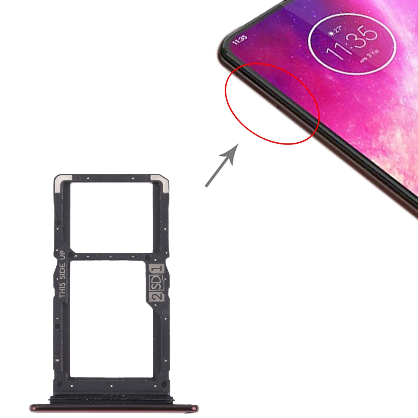 SIM Card Tray + SIM Card Tray / Micro SD Card Tray for Motorola One Hyper XT2027 XT2027-1 (Red)