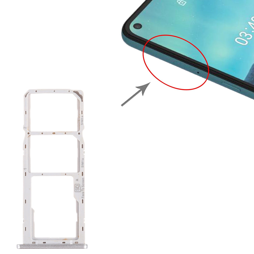 SIM Card Tray + Micro SD Card Tray for Nokia 3.4 TA-1288 TA-1285 TA-1283 (White)