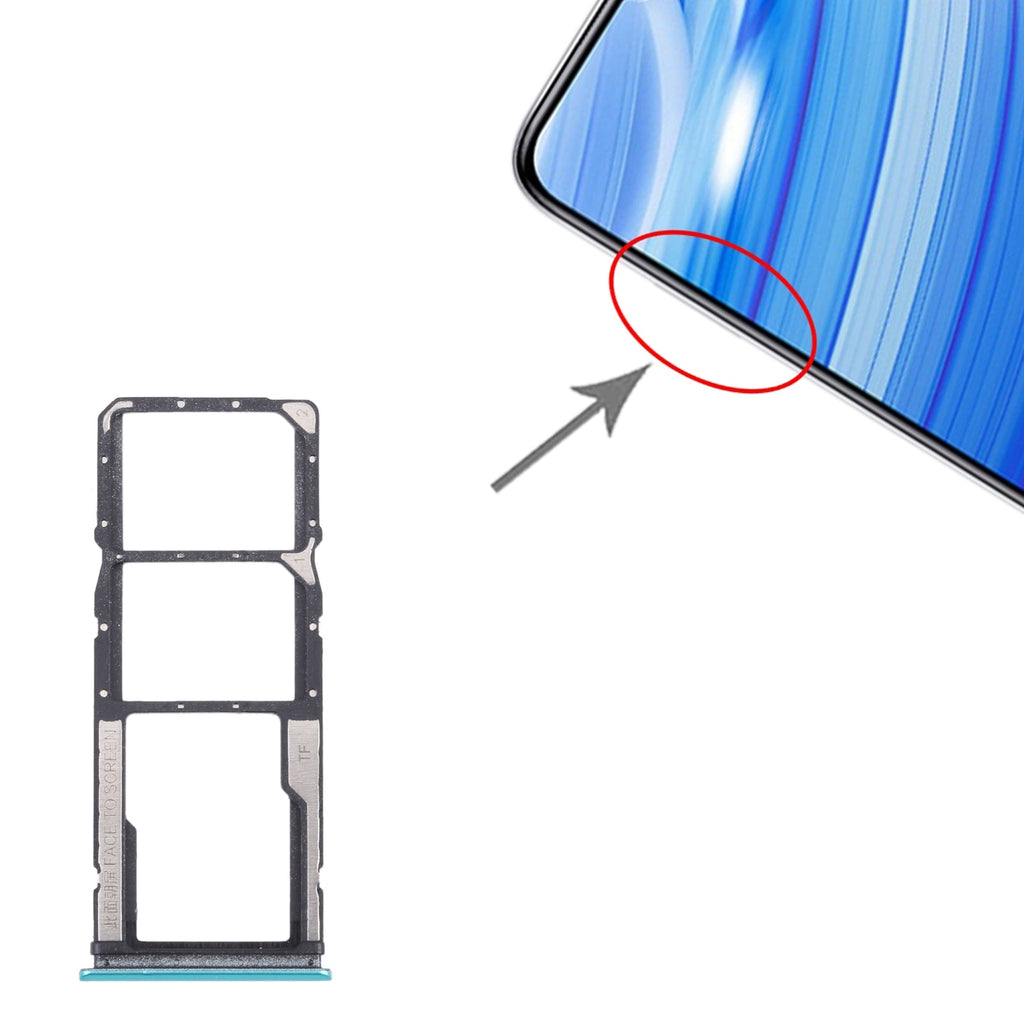 SIM Card Tray + SIM Card Tray + Micro SD Card Tray for Xiaomi Redmi 9T 4G / Redmi Note 9 4G J19S M2010J19SC M2010J19SG M2010J19SY (Green)