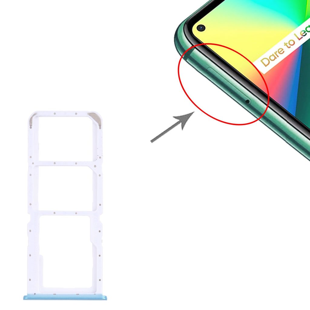 For OPPO Realme 7i RMX2103  SIM Card Tray + SIM Card Tray + Micro SD Card Tray (Blue)
