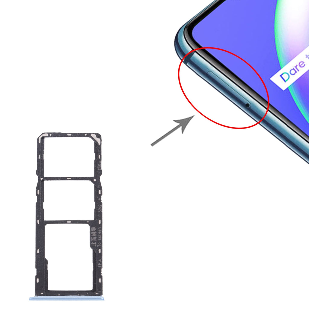 For OPPO Realme C12 RMX2189  SIM Card Tray + SIM Card Tray + Micro SD Card Tray (Blue)