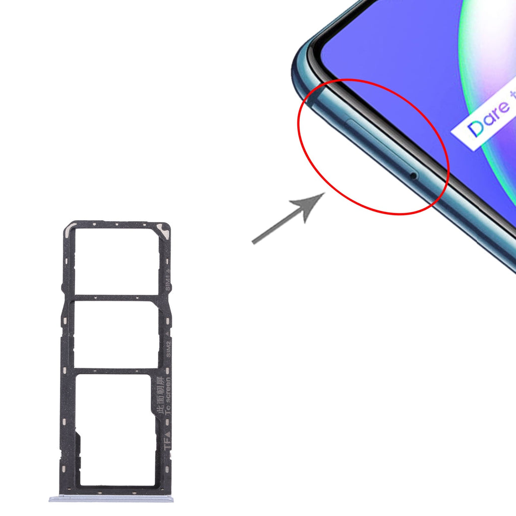For OPPO Realme C12 RMX2189  SIM Card Tray + SIM Card Tray + Micro SD Card Tray (Silver)