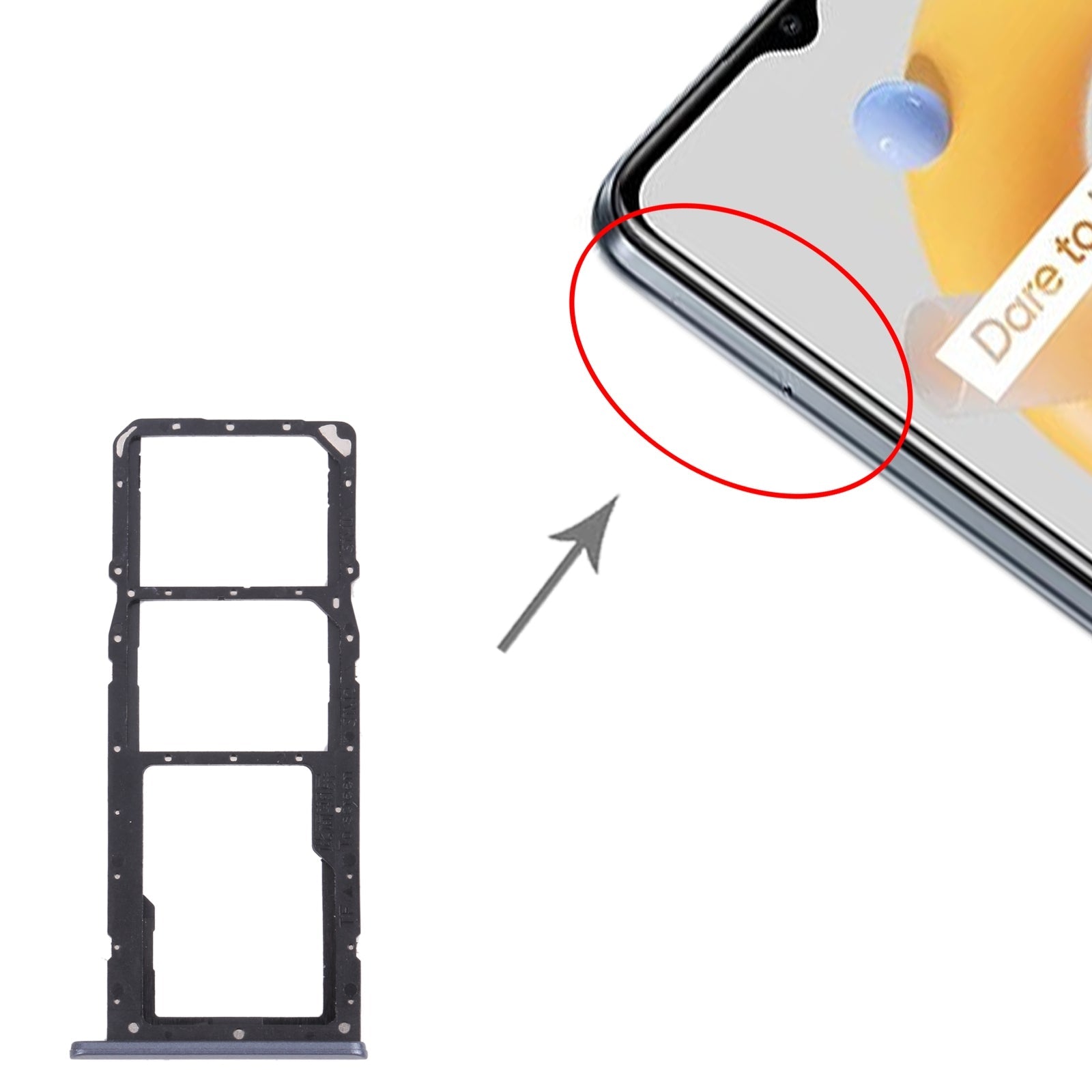 For OPPO Realme C20 / Realme C20A RMX3063, RMX3061  SIM Card Tray + SIM Card Tray + Micro SD Card Tray (Grey)