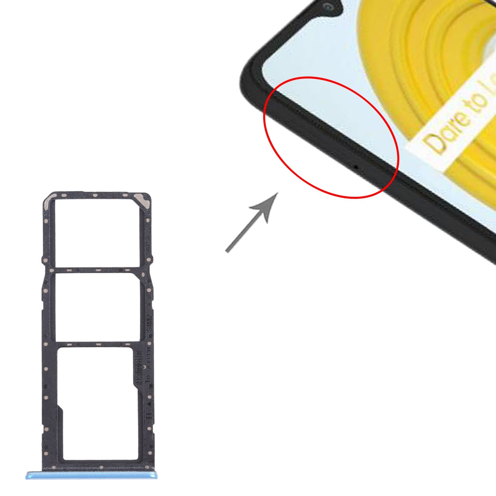 For OPPO Realme C21 / Realme C21Y RMX3201,RMX3261  SIM Card Tray + SIM Card Tray + Micro SD Card Tray (Blue)
