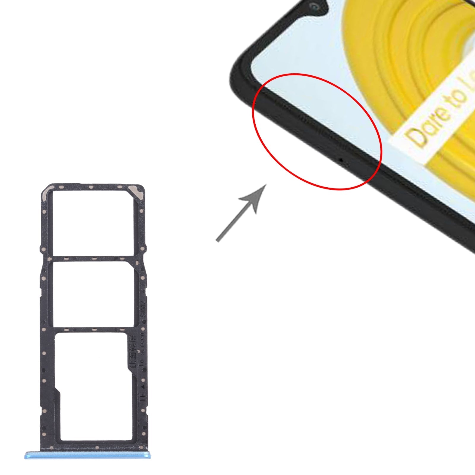 For OPPO Realme C21 / Realme C21Y RMX3201,RMX3261  SIM Card Tray + SIM Card Tray + Micro SD Card Tray (Blue)